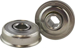 USDI - 1 Row, 1-1/2" OD, 7/16" Hex Double Seal Conveyor Roller Bearing - 145 Lb Capacity, 550 Max RPM, with Flange, Steel with Zinc Housing - Eagle Tool & Supply