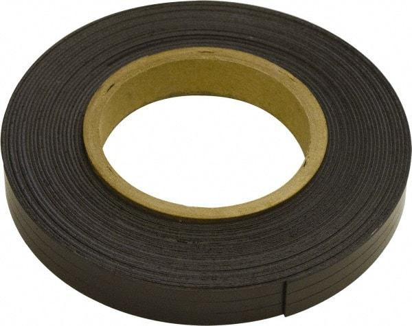 Mag-Mate - 300" Long x 1" Wide x 1/32" Thick Flexible Magnetic Strip - 8 Lb Max Pull Force, 4 Linear Ft/Lb Magnetic Pull Force, Plain Back, Dark Brown - Eagle Tool & Supply