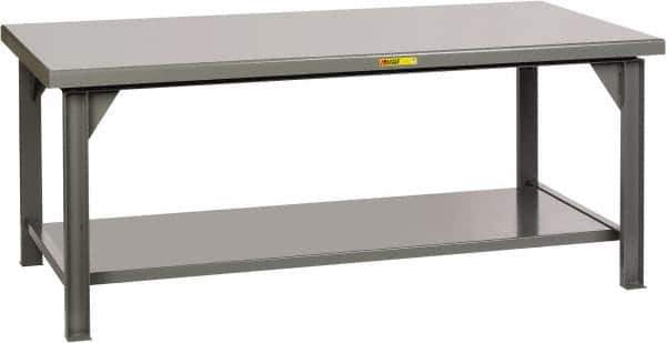 Little Giant - 84 Wide x 42" Deep x 34" High, 7 Gauge Steel Workbench - Fixed Legs, Gray - Eagle Tool & Supply