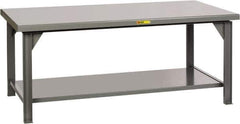 Little Giant - 84 Wide x 42" Deep x 34" High, 7 Gauge Steel Workbench - Fixed Legs, Gray - Eagle Tool & Supply
