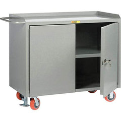 Little Giant - 3,600 Lb Capacity, 2 Door Mobile Service Bench - 41" Wide x 24" Deep x 43" High, Steel, Gray - Eagle Tool & Supply