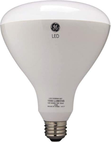 GE Lighting - 13 Watt LED Flood/Spot Medium Screw Lamp - 2,700°K Color Temp, 1,070 Lumens, 120 Volts, Dimmable, BR40, 25,000 hr Avg Life - Eagle Tool & Supply