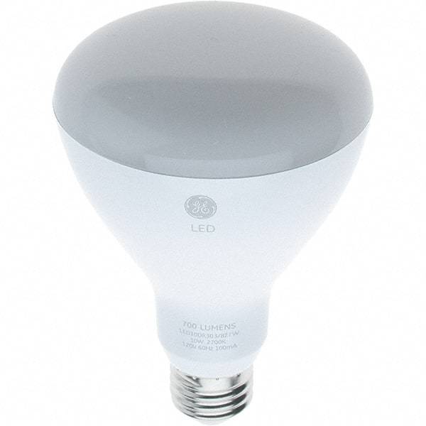 GE Lighting - 10 Watt LED Flood/Spot Medium Screw Lamp - 2,700°K Color Temp, 700 Lumens, 120 Volts, Dimmable, BR30, 25,000 hr Avg Life - Eagle Tool & Supply