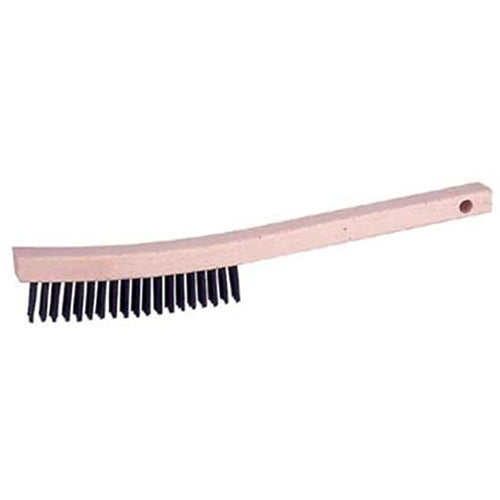 Vortec Pro Curved Handle Scratch Brush, Stainless Steel, 3 × 19 Rows - Eagle Tool & Supply