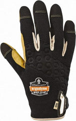 Ergodyne - Size S (7) Polyester Blend Work Gloves - For Mechanic's & Lifting, Uncoated, Hook & Loop Cuff, Full Fingered, Black/Tan, Paired - Eagle Tool & Supply