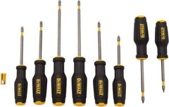 DeWALT - 8 Piece Phillips, Slotted & Square Screwdriver Set - Ergonomic & Bi-material Handle, Blade Sizes: Length 3 to 6, Width 3/16, 1/4 & 5/16, Bit Sizes: Philips #1 to #3 - Eagle Tool & Supply