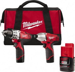 Milwaukee Tool - 12 Volt Cordless Tool Combination Kit - Includes 1/4" Hex Impact Driver & 3/8" Drill/Driver, Lithium-Ion Battery Included - Eagle Tool & Supply