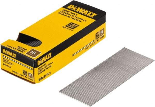 DeWALT - 18 Gauge 1-3/4" Long Brad Nails for Power Nailers - Steel, Bright Finish, Smooth Shank, Straight Stick Collation, Brad Head, Chisel Point - Eagle Tool & Supply