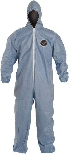 Dupont - Size L FR Disposable Flame Resistant/Retardant Coveralls - Blue, Zipper Closure, Elastic Cuffs, Elastic Ankles - Eagle Tool & Supply