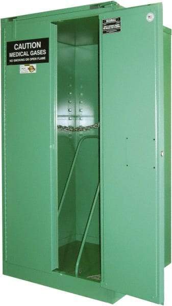 Securall Cabinets - 1 Door, Green Steel Standard Safety Cabinet for Flammable and Combustible Liquids - 46" High x 43" Wide x 18" Deep, Self Closing Door, 3 Point Key Lock, H Cylinder Capacity - Eagle Tool & Supply