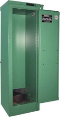 Securall Cabinets - 1 Door, Green Steel Standard Safety Cabinet for Flammable and Combustible Liquids - 46" High x 14" Wide x 13-5/8" Deep, Self Closing Door, 3 Point Key Lock, D, E Cylinder Capacity - Eagle Tool & Supply