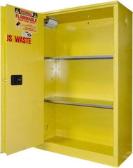 Securall Cabinets - 2 Door, 2 Shelf, Yellow Steel Standard Safety Cabinet for Flammable and Combustible Liquids - 65" High x 43" Wide x 18" Deep, Sliding Door, 3 Point Key Lock, 45 Gal Capacity - Eagle Tool & Supply