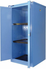 Securall Cabinets - 2 Door, 2 Shelf, Blue Steel Standard Safety Cabinet for Corrosive Chemicals - 67" High x 31" Wide x 31" Deep, Self Closing Door, 3 Point Key Lock, 60 Gal Capacity - Eagle Tool & Supply