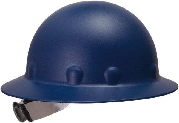Fibre-Metal - ANSI Type I, Class G Rated, 8-Point, Ratchet Adjustment Hard Hat - Size 6-1/2 to 8, Blue, Full Brim - Eagle Tool & Supply
