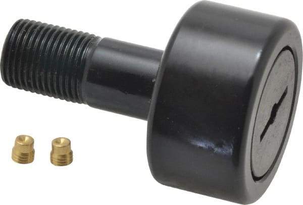 Accurate Bushing - 1-5/8" Roller Diam x 7/8" Width, 5/8" Stud Diam x 1-1/2" Length, Stud Cam Follower - Steel, 3/4" Thread Length, 5/8-18 Thread, 2-3/8" OAL, 5,560 Lb Dynamic Cap, 5,730 Lb Static Cap - Eagle Tool & Supply