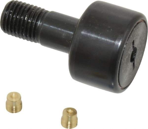 Accurate Bushing - 1" Roller Diam x 5/8" Width, 7/16" Stud Diam x 1" Length, Stud Cam Follower - Steel, 1/2" Thread Length, 7/16-20 Thread, 1-5/8" OAL, 3,030 Lb Dynamic Cap, 3,100 Lb Static Cap - Eagle Tool & Supply