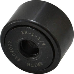 Accurate Bushing - 3/8" Bore, 1-1/4" Roller Diam x 3/4" Roller Width, Steel Yoke Cam Follower - 4,470 Lb Dynamic Load Capacity, 13/16" Overall Width - Eagle Tool & Supply