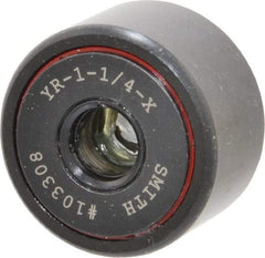 Accurate Bushing - 3/8" Bore, 1-1/4" Roller Diam x 3/4" Roller Width, Steel Yoke Cam Follower - 4,470 Lb Dynamic Load Capacity, 13/16" Overall Width - Eagle Tool & Supply