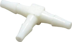 Norgren - 1/16" Barb, Nylon Single Barbed Tube Union Tee - White - Eagle Tool & Supply