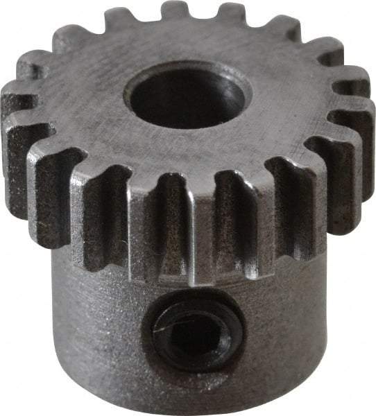 Boston Gear - 32 Pitch, 9/16" Pitch Diam, 18 Tooth Spur Gear - 0.188" Face Width, 3/16" Bore Diam, 0.45" Hub Diam, 14.5° Pressure Angle, Steel - Eagle Tool & Supply