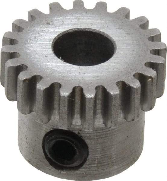 Boston Gear - 32 Pitch, 5/8" Pitch Diam, 20 Tooth Spur Gear - 0.188" Face Width, 1/4" Bore Diam, 0.52" Hub Diam, 14.5° Pressure Angle, Steel - Eagle Tool & Supply