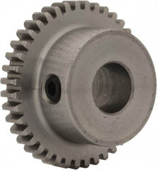 Boston Gear - 32 Pitch, 1-1/4" Pitch Diam, 40 Tooth Spur Gear - 0.188" Face Width, 3/8" Bore Diam, 0.88" Hub Diam, 14.5° Pressure Angle, Steel - Eagle Tool & Supply