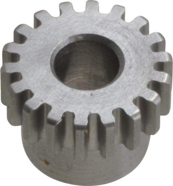 Boston Gear - 24 Pitch, 0.833" Pitch Diam, 18 Tooth Spur Gear - 1/4" Face Width, 5/16" Bore Diam, 0.7" Hub Diam, 14.5° Pressure Angle, Steel - Eagle Tool & Supply