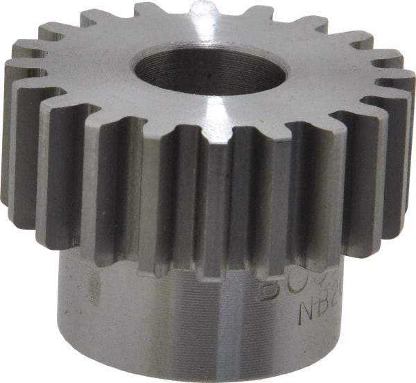 Boston Gear - 16 Pitch, 1-1/4" Pitch Diam, 20 Tooth Spur Gear - 1/2" Face Width, 1/2" Bore Diam, 0.96" Hub Diam, 14.5° Pressure Angle, Steel - Eagle Tool & Supply