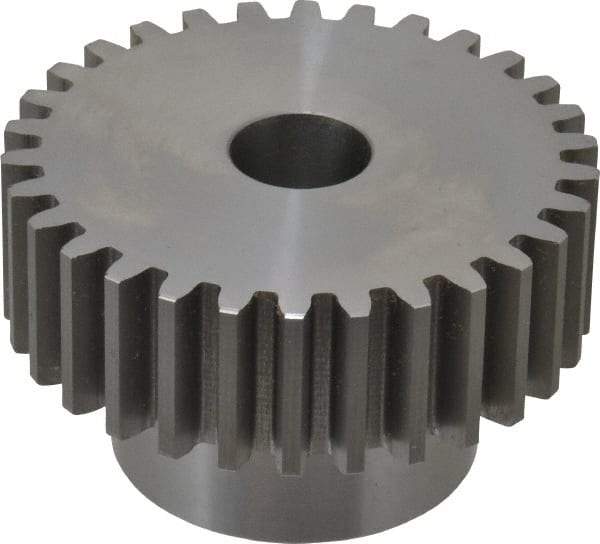 Boston Gear - 10 Pitch, 3" Pitch Diam, 30 Tooth Spur Gear - 1" Face Width, 3/4" Bore Diam, 2.02" Hub Diam, 14.5° Pressure Angle, Steel - Eagle Tool & Supply