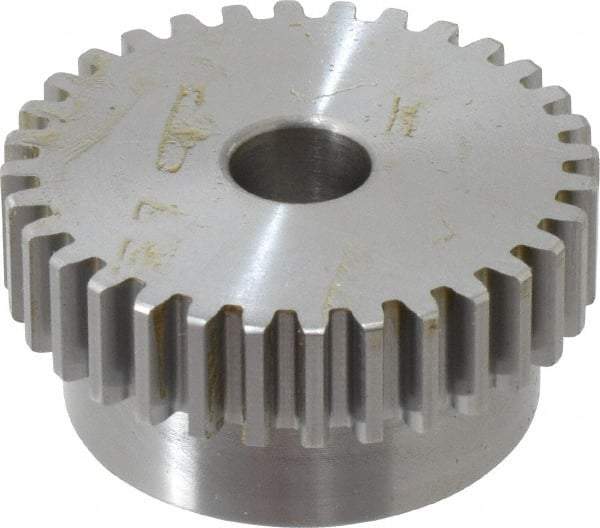 Boston Gear - 16 Pitch, 2" Pitch Diam, 32 Tooth Spur Gear - 0.313" Face Width, 1/2" Bore Diam, 1.7" Hub Diam, 14.5° Pressure Angle, Steel - Eagle Tool & Supply