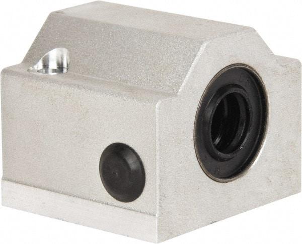 Thomson Industries - 12mm Inside Diam, 350 Lbs. Dynamic Capacity, Closed Single Pillow Block Linear Bearing - 35mm Overall Height x 43mm Overall Width, 23mm Btw Mount Hole Centers - Eagle Tool & Supply