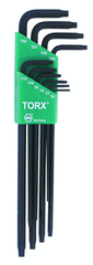 10 Piece - T6; T7; T8; T9; T10; T15; T20; T25; T27; T30 - Torx Long Arm L-Key Set - Eagle Tool & Supply