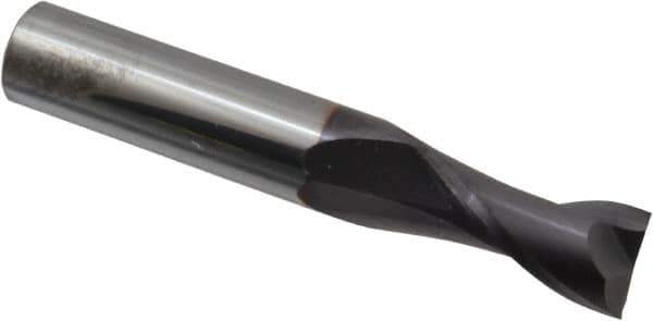 Niagara Cutter - 9/16", 1-1/8" LOC, 9/16" Shank Diam, 3-1/2" OAL, 2 Flute, Solid Carbide Square End Mill - Single End, TiAlN Finish, Spiral Flute, 30° Helix, Centercutting, Right Hand Cut, Right Hand Flute, Series C230 - Eagle Tool & Supply