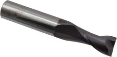 Niagara Cutter - 9/16", 1-1/8" LOC, 9/16" Shank Diam, 3-1/2" OAL, 2 Flute, Solid Carbide Square End Mill - Single End, TiAlN Finish, Spiral Flute, 30° Helix, Centercutting, Right Hand Cut, Right Hand Flute, Series C230 - Eagle Tool & Supply