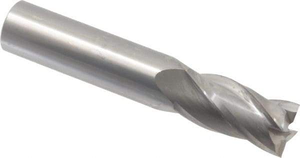 Niagara Cutter - 5/8", 1-1/4" LOC, 5/8" Shank Diam, 3-1/2" OAL, 4 Flute, Solid Carbide Square End Mill - Single End, Uncoated, Spiral Flute, 30° Helix, Centercutting, Right Hand Cut, Right Hand Flute, Series C430 - Eagle Tool & Supply
