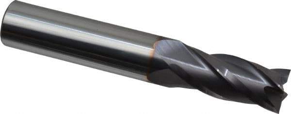Niagara Cutter - 15/32", 1" LOC, 1/2" Shank Diam, 3" OAL, 4 Flute, Solid Carbide Square End Mill - Single End, TiAlN Finish, Spiral Flute, 30° Helix, Centercutting, Right Hand Cut, Right Hand Flute, Series C430 - Eagle Tool & Supply