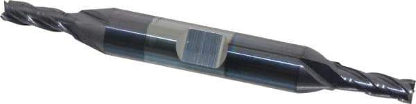 Niagara Cutter - 3/16", 1/2" LOC, 3/8" Shank Diam, 3-1/4" OAL, 4 Flute, Solid Carbide Square End Mill - Double End, TiAlN Finish, Spiral Flute, 30° Helix, Centercutting, Right Hand Cut, Right Hand Flute, Series CD430 - Eagle Tool & Supply