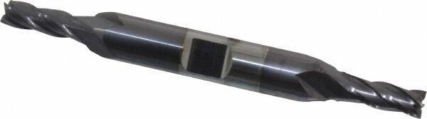 Niagara Cutter - 7/32", 9/16" LOC, 3/8" Shank Diam, 3-3/8" OAL, 4 Flute, Solid Carbide Square End Mill - Double End, TiAlN Finish, Spiral Flute, 30° Helix, Centercutting, Right Hand Cut, Right Hand Flute, Series CD430 - Eagle Tool & Supply