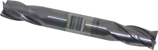 Niagara Cutter - 1/2", 1" LOC, 1/2" Shank Diam, 4" OAL, 4 Flute, Solid Carbide Square End Mill - Double End, TiAlN Finish, Spiral Flute, 30° Helix, Centercutting, Right Hand Cut, Right Hand Flute, Series CD430 - Eagle Tool & Supply