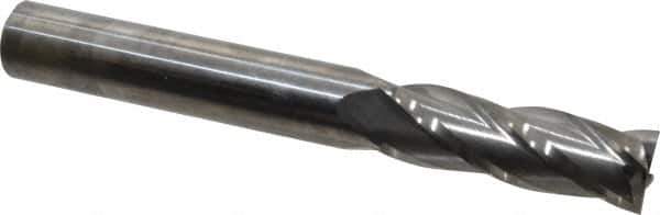 Niagara Cutter - 3/8", 1-1/8" LOC, 3/8" Shank Diam, 3" OAL, 4 Flute, Solid Carbide Square End Mill - Single End, Uncoated, Spiral Flute, 30° Helix, Centercutting, Right Hand Cut, Right Hand Flute, Series C430 - Eagle Tool & Supply
