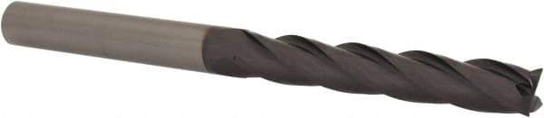 Niagara Cutter - 1/2", 3" LOC, 1/2" Shank Diam, 6" OAL, 4 Flute, Solid Carbide Square End Mill - Single End, TiAlN Finish, Spiral Flute, 30° Helix, Centercutting, Right Hand Cut, Right Hand Flute, Series C430 - Eagle Tool & Supply