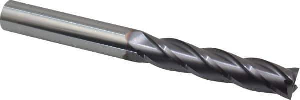 Niagara Cutter - 5/8", 3" LOC, 5/8" Shank Diam, 6" OAL, 4 Flute, Solid Carbide Square End Mill - Single End, TiAlN Finish, Spiral Flute, 30° Helix, Centercutting, Right Hand Cut, Right Hand Flute, Series C430 - Eagle Tool & Supply