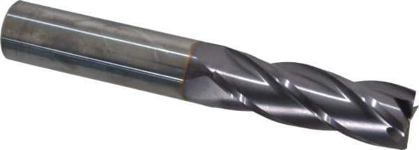 Niagara Cutter - 3/4", 2-1/4" LOC, 3/4" Shank Diam, 5" OAL, 4 Flute, Solid Carbide Square End Mill - Single End, TiAlN Finish, Spiral Flute, 30° Helix, Centercutting, Right Hand Cut, Right Hand Flute, Series C430 - Eagle Tool & Supply