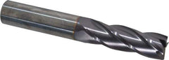 Niagara Cutter - 3/4", 2-1/4" LOC, 3/4" Shank Diam, 5" OAL, 4 Flute, Solid Carbide Square End Mill - Single End, TiAlN Finish, Spiral Flute, 30° Helix, Centercutting, Right Hand Cut, Right Hand Flute, Series C430 - Eagle Tool & Supply