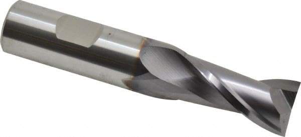 Niagara Cutter - 3/4", 1-1/2" LOC, 3/4" Shank Diam, 4" OAL, 2 Flute, Solid Carbide Square End Mill - Single End, TiAlN Finish, Spiral Flute, 30° Helix, Centercutting, Right Hand Cut, Right Hand Flute, Series CNC230 - Eagle Tool & Supply