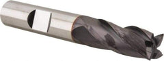 Niagara Cutter - 3/8", 7/8" LOC, 3/8" Shank Diam, 2-1/2" OAL, 4 Flute, Solid Carbide Square End Mill - Single End, TiAlN Finish, Spiral Flute, 30° Helix, Centercutting, Right Hand Cut, Right Hand Flute, Series CNC430 - Eagle Tool & Supply