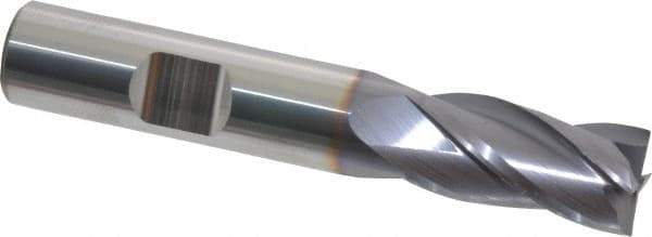 Niagara Cutter - 1/2", 1" LOC, 1/2" Shank Diam, 3" OAL, 4 Flute, Solid Carbide Square End Mill - Single End, TiAlN Finish, Spiral Flute, 30° Helix, Centercutting, Right Hand Cut, Right Hand Flute, Series CNC430 - Eagle Tool & Supply