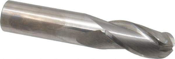 Niagara Cutter - 3/4" Diam, 1-1/2" LOC, 3 Flute Solid Carbide Ball End Mill - Uncoated, Single End, 4" OAL, 3/4" Shank Diam, Spiral Flute - Eagle Tool & Supply