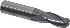 Niagara Cutter - 11/16" Diam, 1-3/8" LOC, 3 Flute Solid Carbide Ball End Mill - TiAlN Finish, Single End, 4" OAL, 3/4" Shank Diam, Spiral Flute - Eagle Tool & Supply