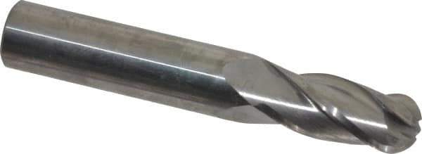 Niagara Cutter - 15/32" Diam, 1" LOC, 4 Flute Solid Carbide Ball End Mill - Uncoated, Single End, 3" OAL, 1/2" Shank Diam, Spiral Flute - Eagle Tool & Supply